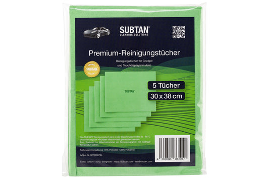 SUBTAN® Premium Reinigungstücher für Cockpit und Touchdisplays - 5er Set