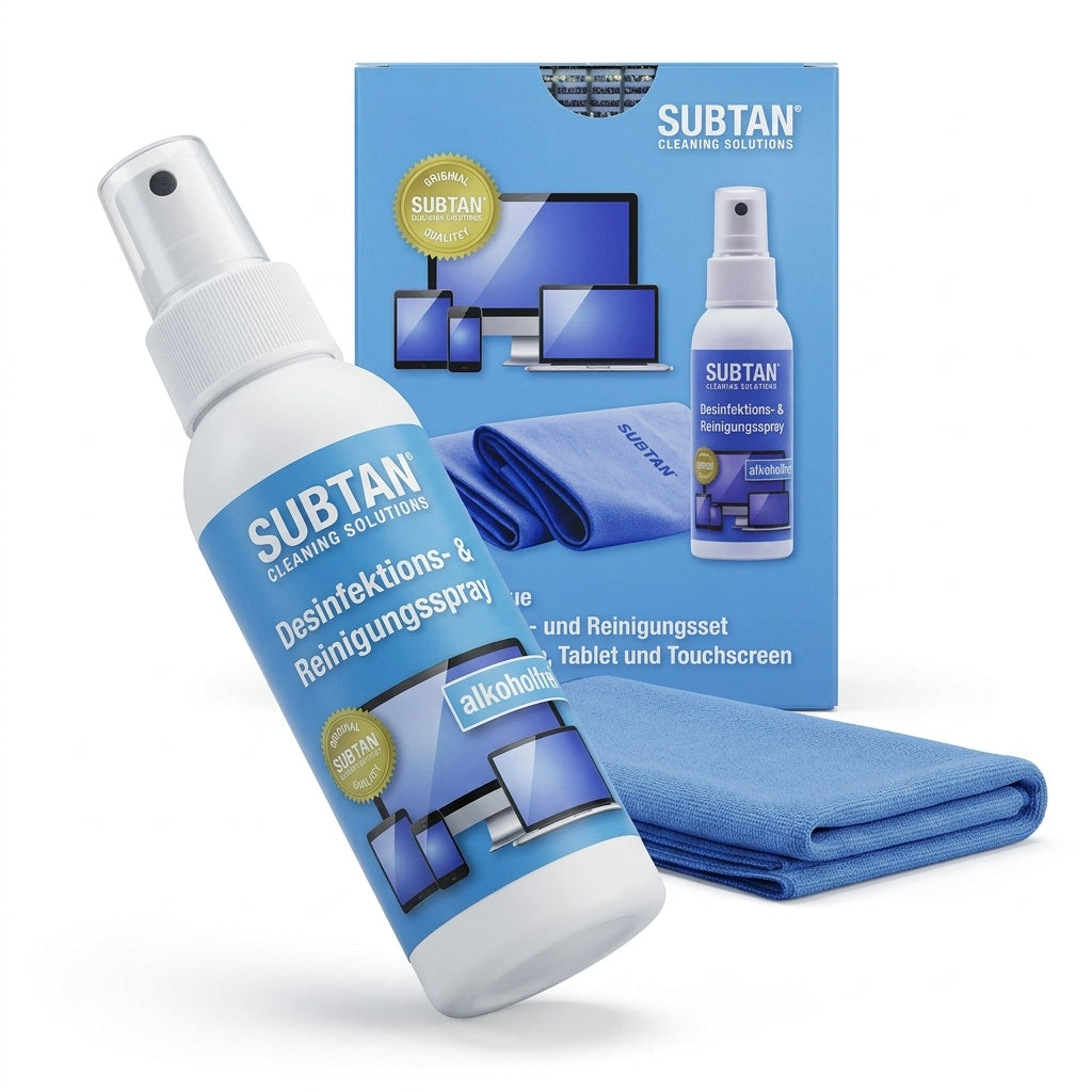 Display-Desinfektionsset SUBTAN® Blue | 100 ml + 2 Tücher
