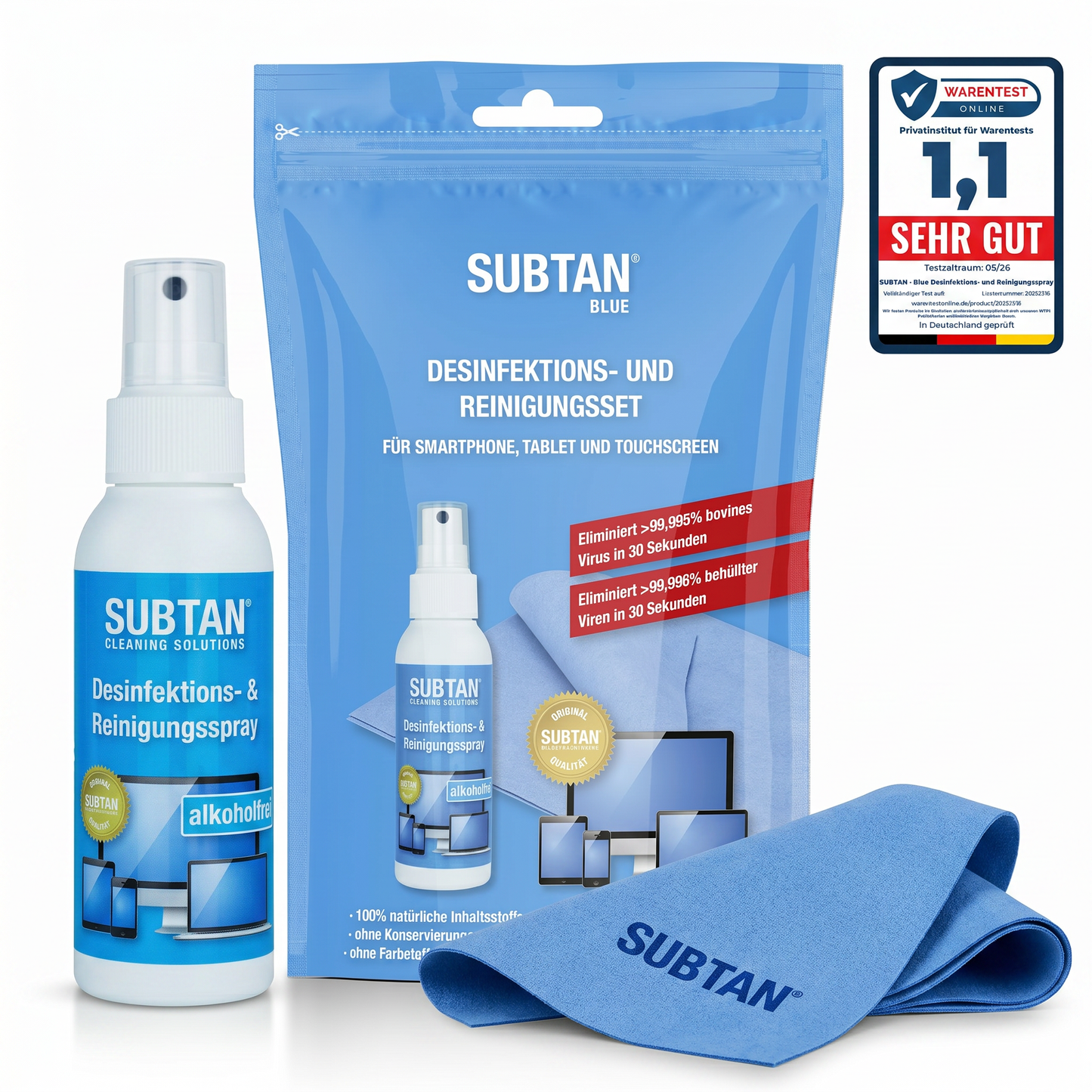 SUBTAN® Blue Pocket Desinfektions- und Reinigungsset