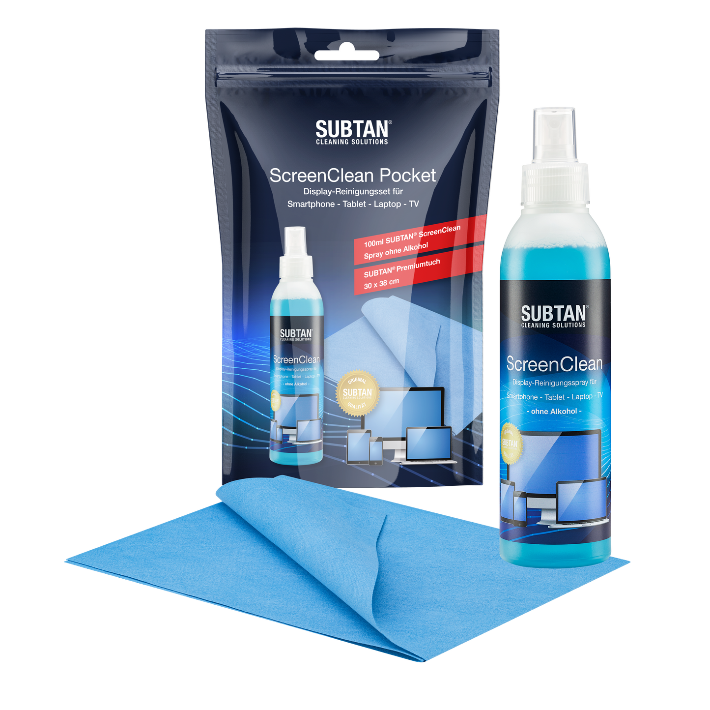 SUBTAN® ScreenClean Pocket Display Reinigungsset